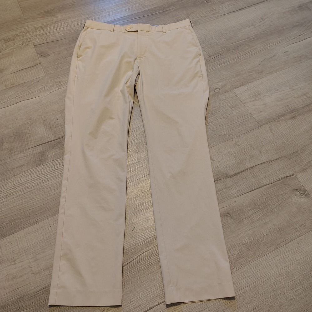 Peter Millar Crown Crafted‎ Mens 35x31 Khaki Tan Performance Golf Pants Trousers